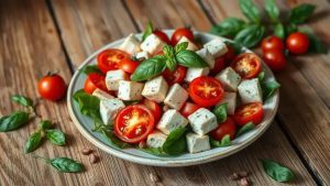 Aprenda a preparar uma deliciosa salada de tofu caprese
