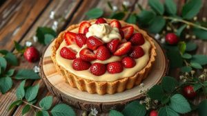 Deliciosa torta de morango vegana com creme de bordo e fácil preparo