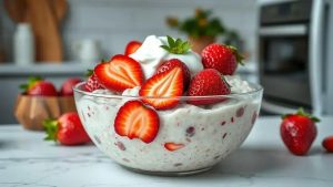 Aprenda a fazer vegan overnight oats com morangos e iogurte