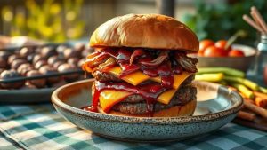 Descubra como preparar hambúrgueres veganos com barbecue e cebolas caramelizadas