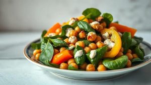 Receita de Salada de Espinafre com Grão de Bico Defumado