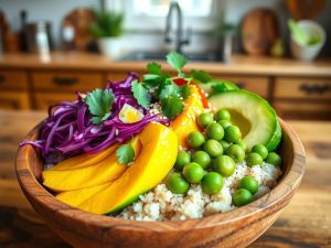 Poke Bowl Vegano Tropical com Molho de Gergelim Tostado