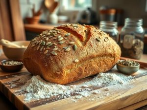 Pão Vegano Integral de Fermentação Natural com Sementes