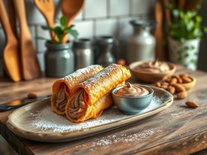 Cannoli de Amêndoas Vegano com Creme de Cacau
