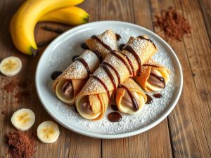 Cannoli de Banana com Creme de Cacau