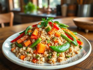 Gohanmono de Quinoa com Legumes e Molho de Gergelim