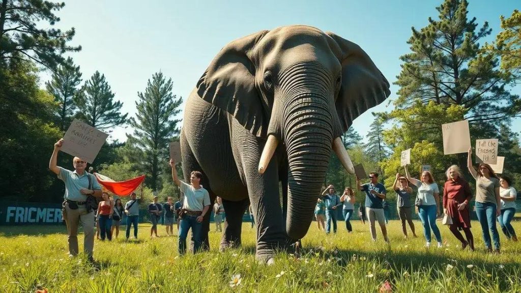 Ativistas protestam pela liberdade do elefante Sandro em Sorocaba