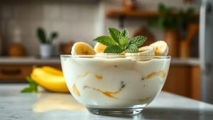 Receita rápida de pudim vegano de banana e coco para surpreender