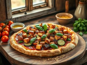 Pizza Vegana de Tofu e Abobrinha