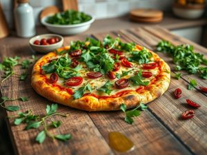 Pizza Vegana Especial com Rúcula e Tomate Seco