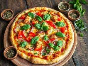 Pizza de Frango Caipira Vegana com Toque de Ervas