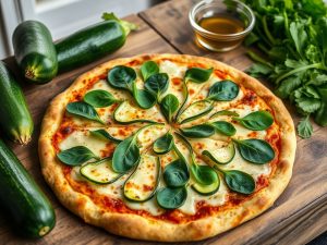 Pizza Fit Vegana de Abobrinha e Espinafre