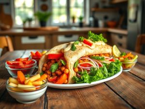 Xauarma Vegana de Grão-de-Bico com Molho Tahine