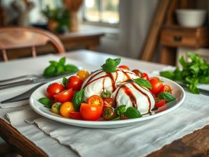 Burrata Vegana com Tomate e Manjericão
