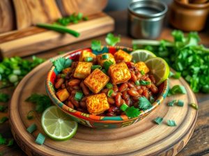 Feijão Tropeiro Vegano com Tofu Crocante