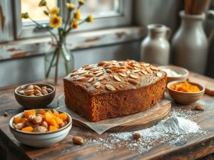 Bolo de Amêndoas e Damasco da Saúde