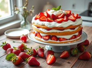 Bolo de Morango com Chantilly Vegano da Primavera