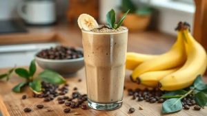Smoothie de Banana, Manteiga de Amendoim e Café Gelado: Energético e Delicioso