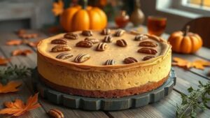 Delicie-se com um Cheesecake Vegano de Abóbora e Nozes para o Ação de Graças