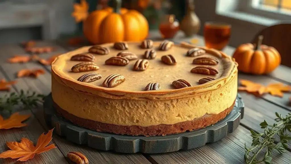 Delicie-se com um Cheesecake Vegano de Abóbora e Nozes para o Ação de Graças