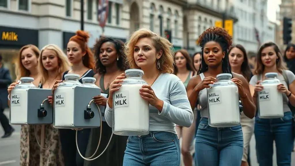 Mulheres protestam em Londres pela exploração das vacas