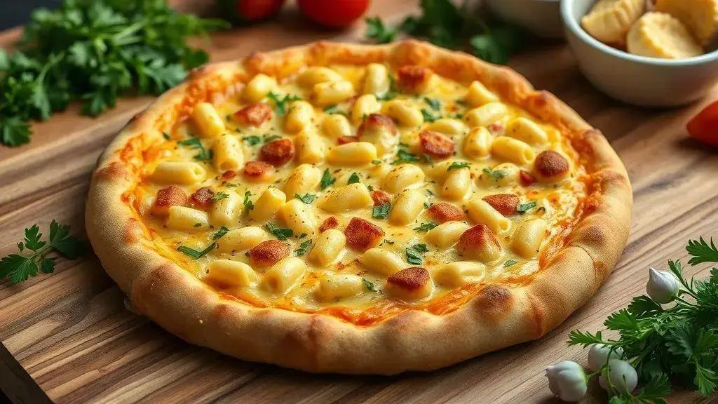 Pizza Vegana com Mac and Cheese e Batata Frita: Uma Combinação Deliciosa