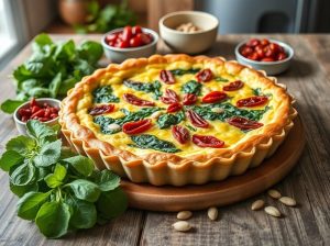 Torta de tomate seco com espinafre