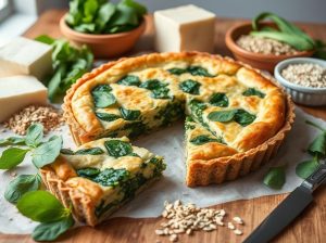 Torta Protéica de Cereais com Recheio de Espinafre e Tofu