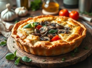 Torta de Cogumelos com Tomate Deliciosa