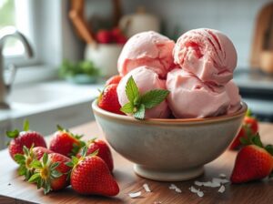 Sorvete Vegano de Morango Delícia