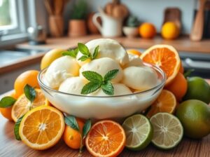 Sorvete Vegano de Creme com Frutas Cítricas