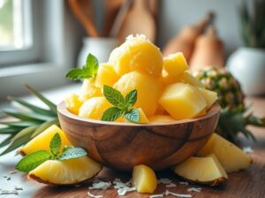 Sorvete Vegano de Abacaxi Tropical