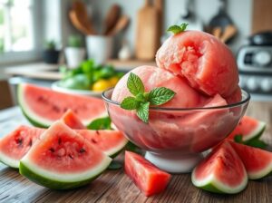 Sorvete Vegano de Melância Refrescante