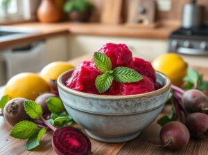 Sorvete Vegano de Beterraba com Toque de Limão
