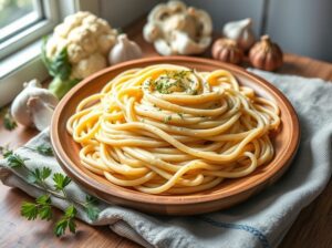 Talharim Vegano com Creme de Couve-Flor Delicioso