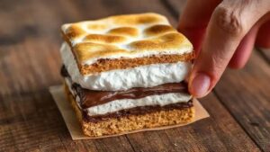 Barra Indoor de S’mores Veganos com Cobertura de Marshmallow Torrado