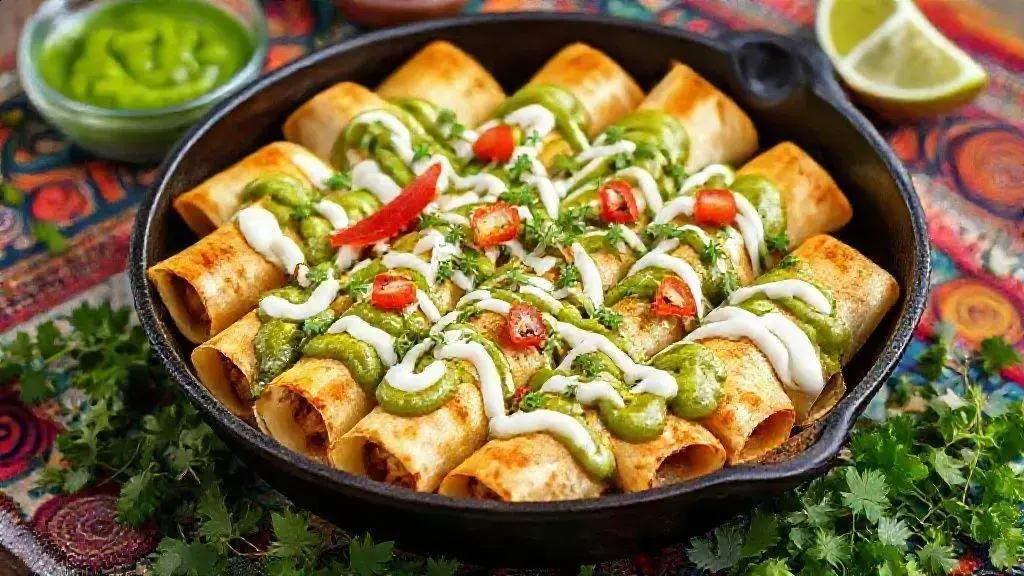 Delicie-se com Flautas Veganas de Batata Doce e Salsa Verde