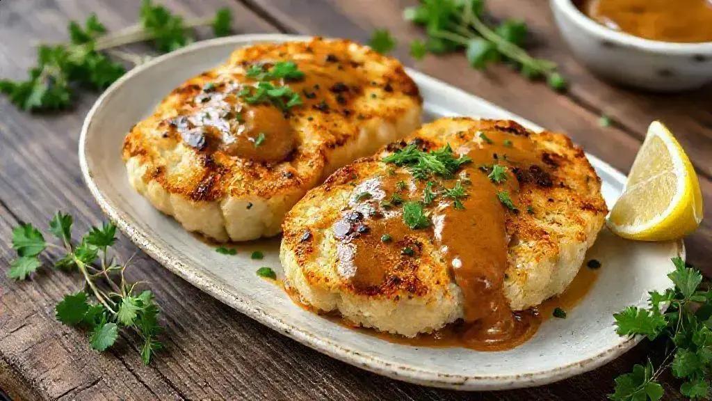 Deliciosas steaks de couve-flor com molho chimichurri