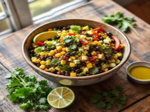 Salada Tropical de Feijão-Preto com Milho e Coentro