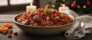 Arroz Vermelho com Castanhas e Frutas Secas Natalinas