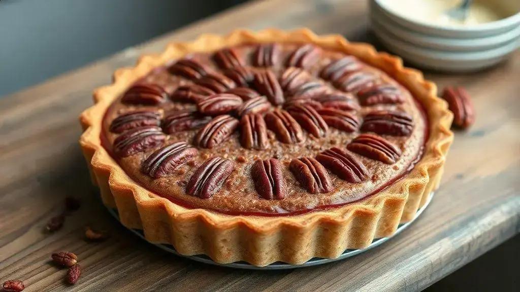 Deliciosa torta vegana de pecan com pasta de feijão vermelho