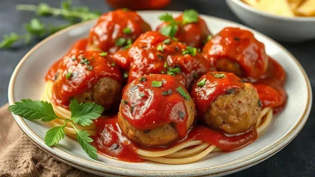 Deliciosas almôndegas de berinjela com molho marinara caseiro