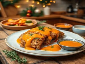 Milanesa Natalina de Seitan com Molho de Laranja