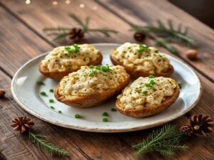 Batatas Recheadas com Creme Vegano Natalino