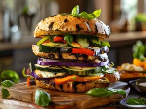 Sanduíche Vegano de Legumes Grelhados Saudável