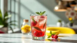 Aprenda a fazer um delicioso mocktail vegano de framboesa