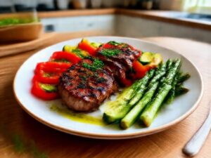 Carne Vegetal Grelhada com Legumes Proteicos