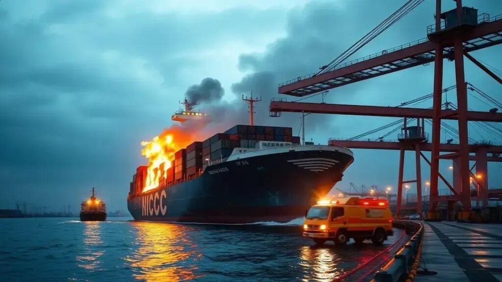 Incêndio em navio com 2.600 bois no porto de São Sebastião