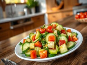 Salada de pepino com abacate tropical