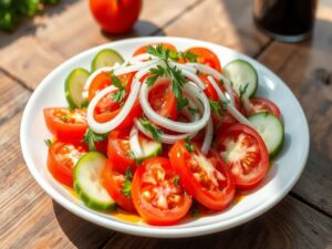 Salada de Tomate Refrescante com Pepino e Cebola